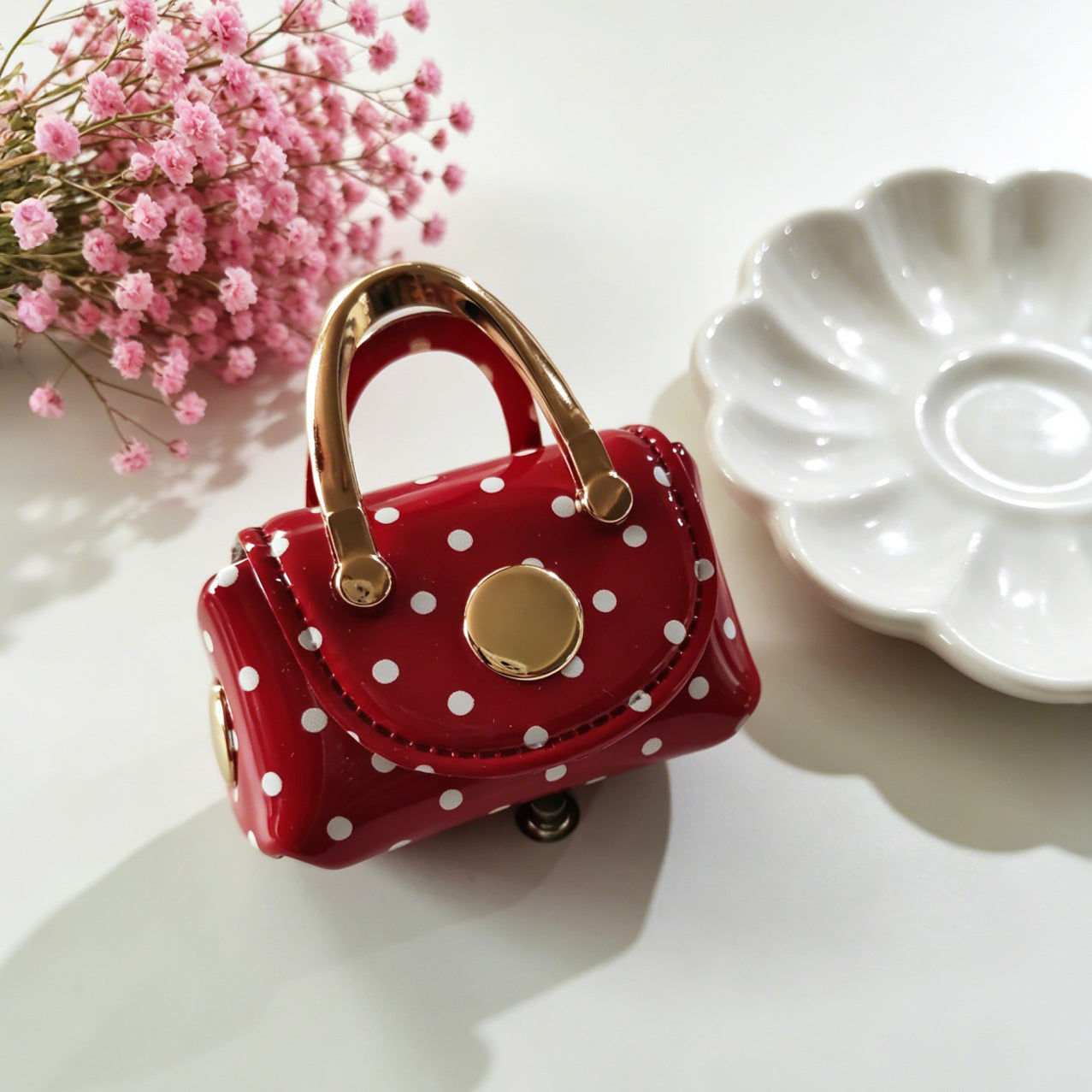 Wholesale French Retro Polka Dot Mini Handbag Coin Purse Keychain Boutique Accessory