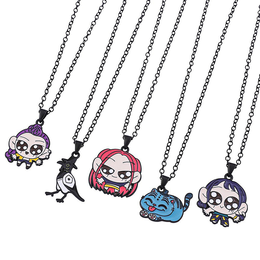 Wholesale kpop cartoon anime oil drop alloy necklace