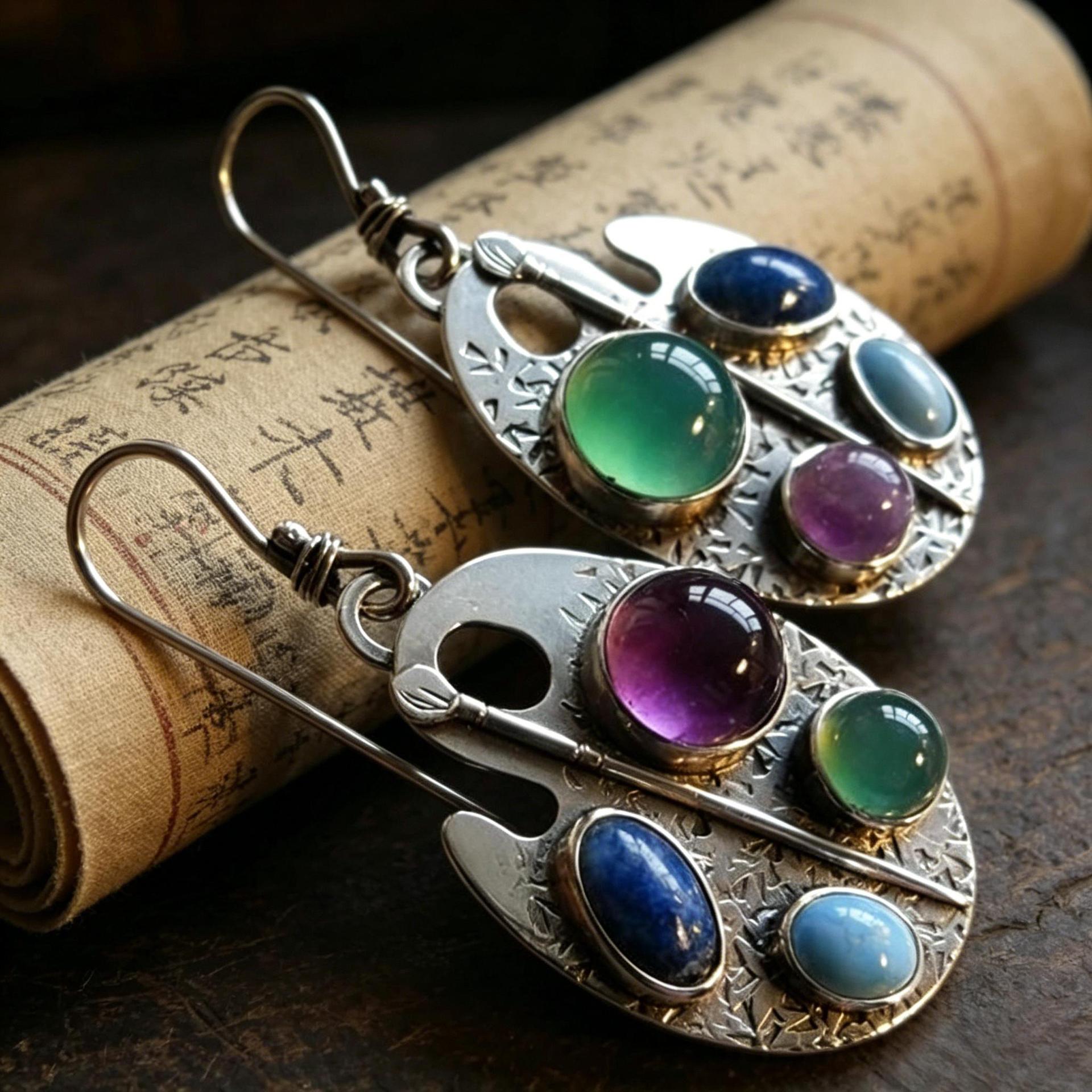 Wholesale Bohemian Geometric Gemstone Earrings Fashion Jewelry Accessory Gift Boutique Resale