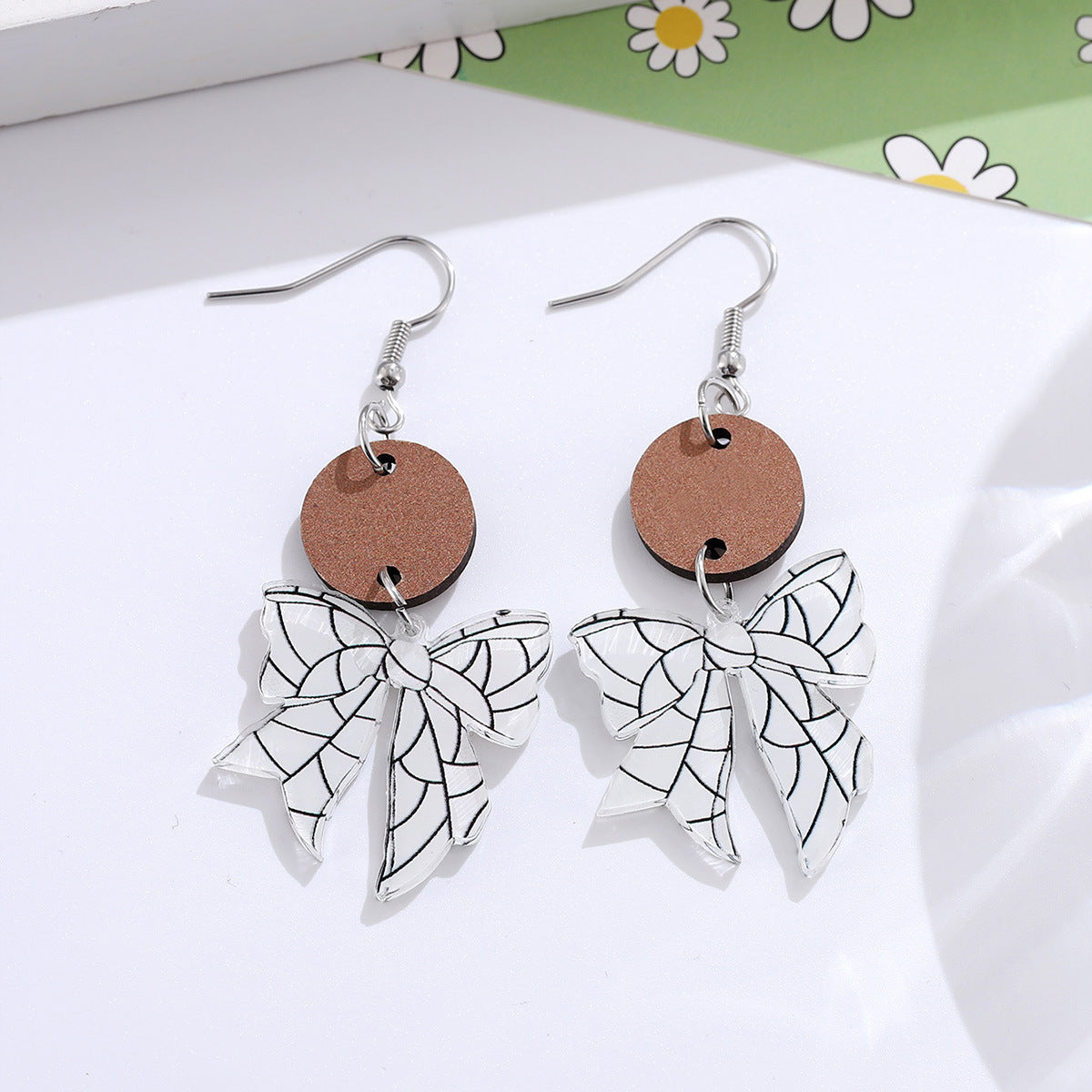 Wholesale Sports style ball bow disc stitching pendant earrings
