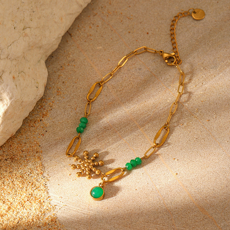 Wholesale Natural Stone Stainless Steel  Pendant Necklace