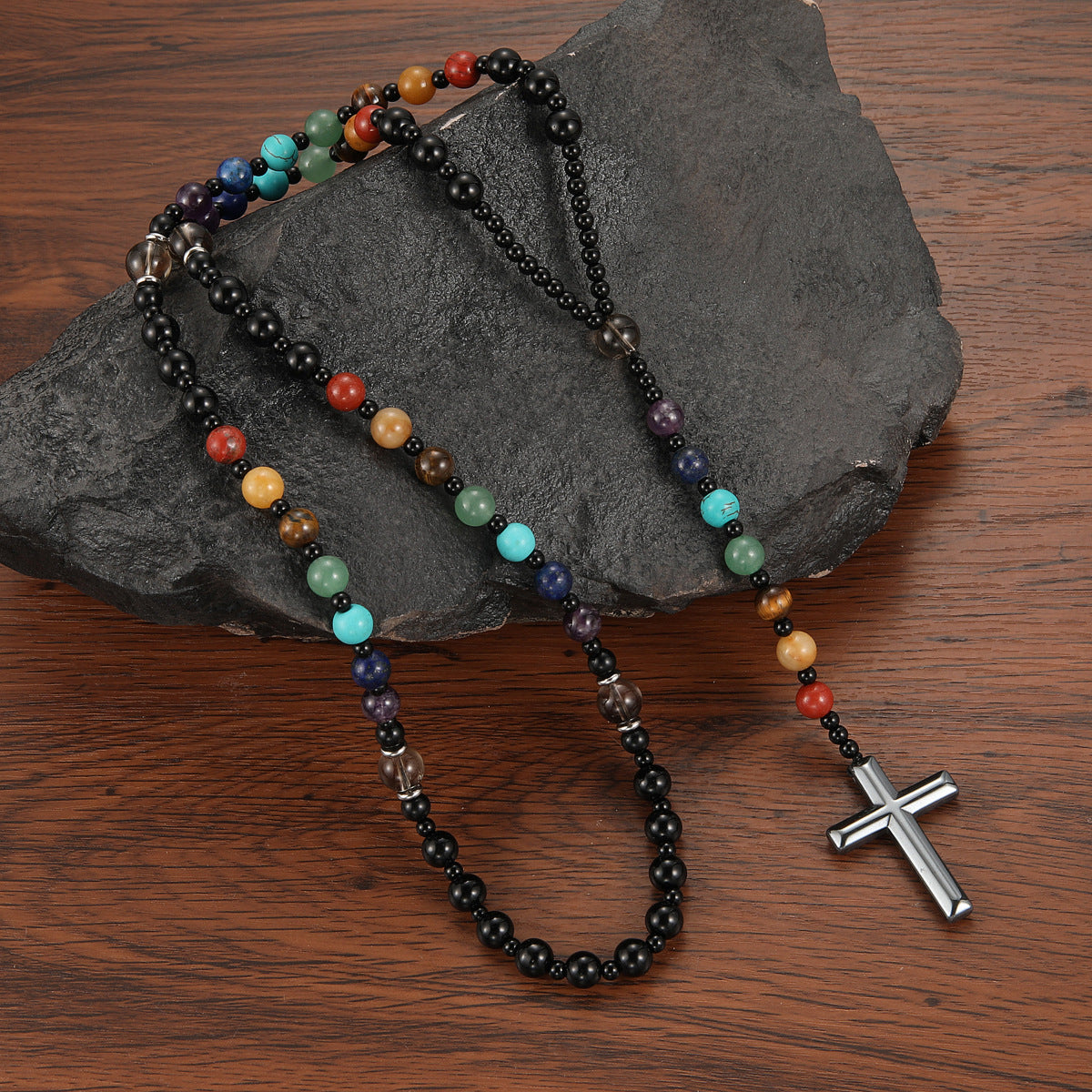 Wholesale Round Beads Colorful Natural Stone Necklace
