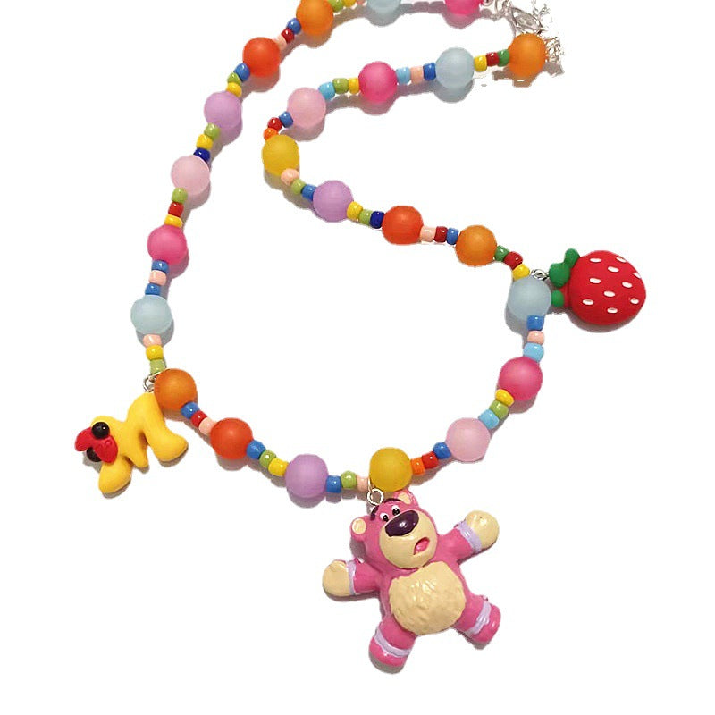 Wholesale Acrylic Beads Cute Bear Short Necklace ACCVIP-NE-XingJun001