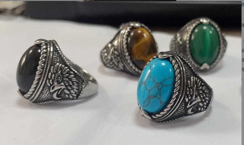 Wholesale Eagle Gemstone Stainless Steel Ring ACC-RS-Moer011