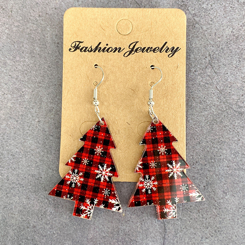 Wholesale Christmas Tree Colorful Acrylic Hollow Earrings ACC-ES-XinChuan068