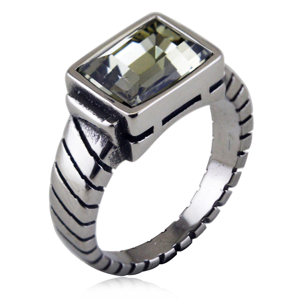 Wholesale Titanium Steel Geometric Ring Dark Blue Punk Design Unisex Everyday Wear Jewelry Accessory Boutique Resale