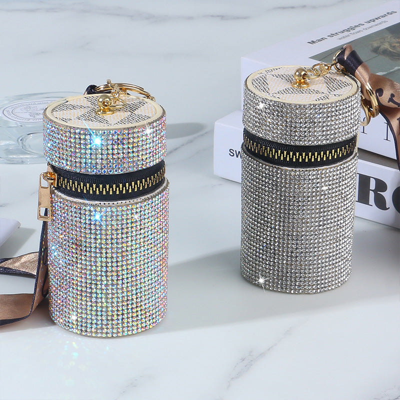 Wholesale Leather Diamond Lipstick Coin Purse Keychains ACC-KC-RuiJie003