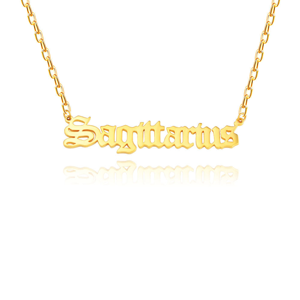 Wholesale Stainless Steel 12 Zodiac Letter Necklace ACC-NE-MiYi004