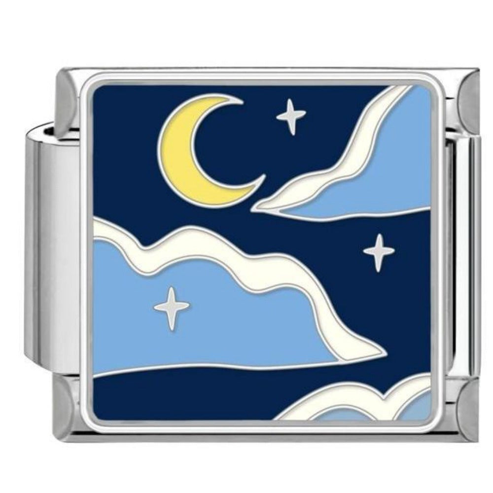 Wholesale Titanium Steel Italian Charm Bracelet DIY Kit Night Moon Original Design Enamel Charm Links Trendy Jewelry Accessory For Resale