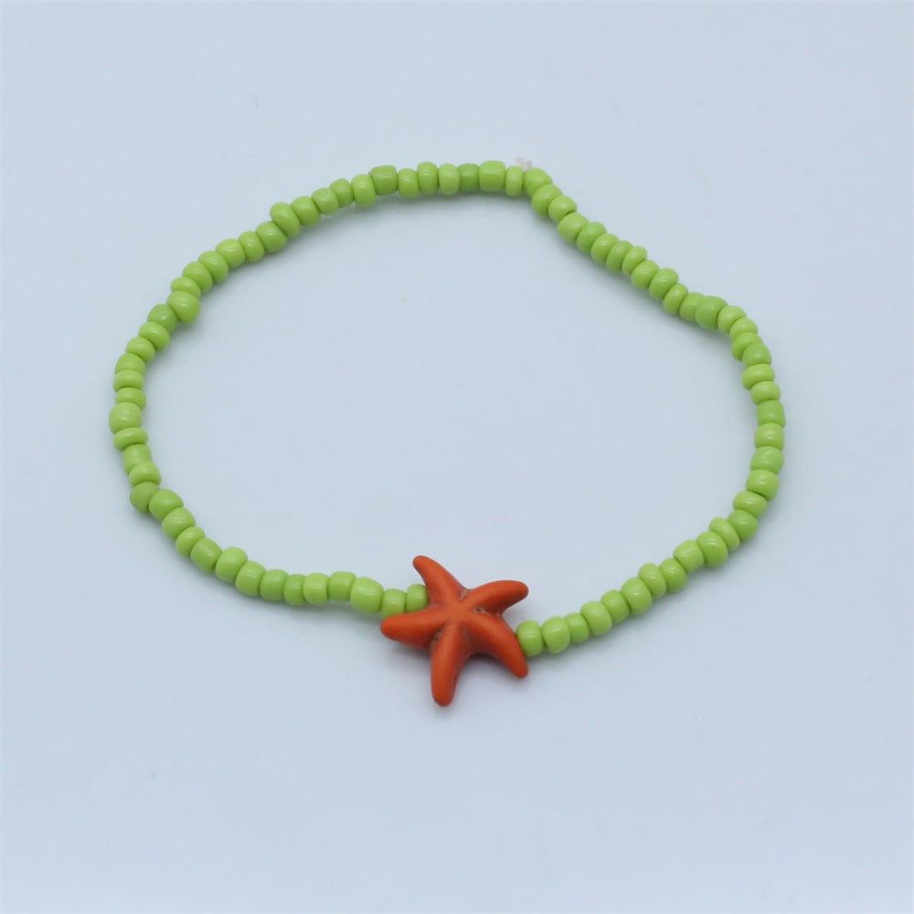 Wholesale  bohemian beach style starfish rice beads beaded bracelet