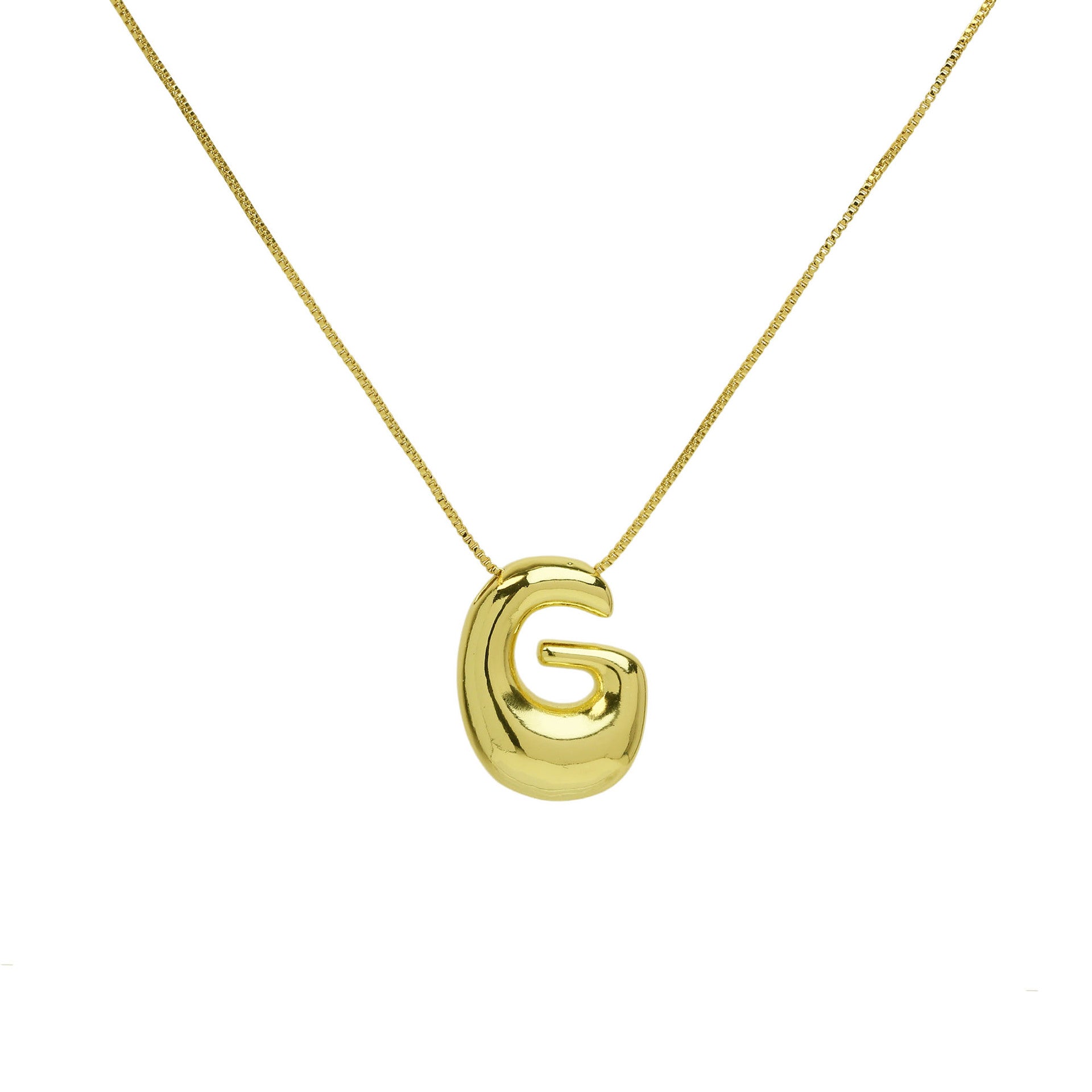 Wholesale 18K Brass Glossy Balloon Bubble 26 Letter Pendant Necklaces ACC-NE-BaiYi001