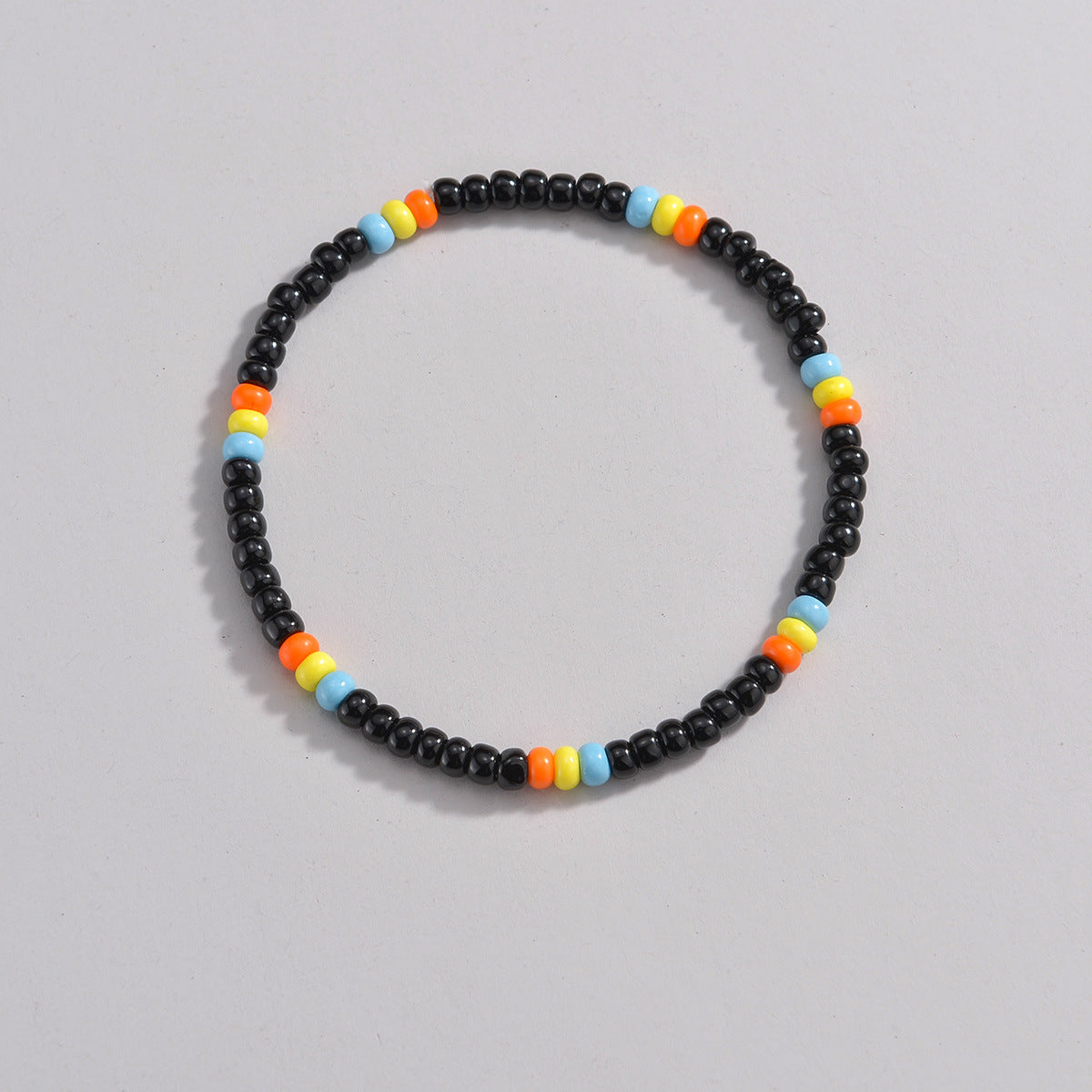 Wholesale  color beads with black beads single-layer woven anklet