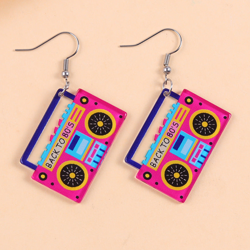 Wholesale  Cute Contrasting Color Printed Tape Acrylic Earrings