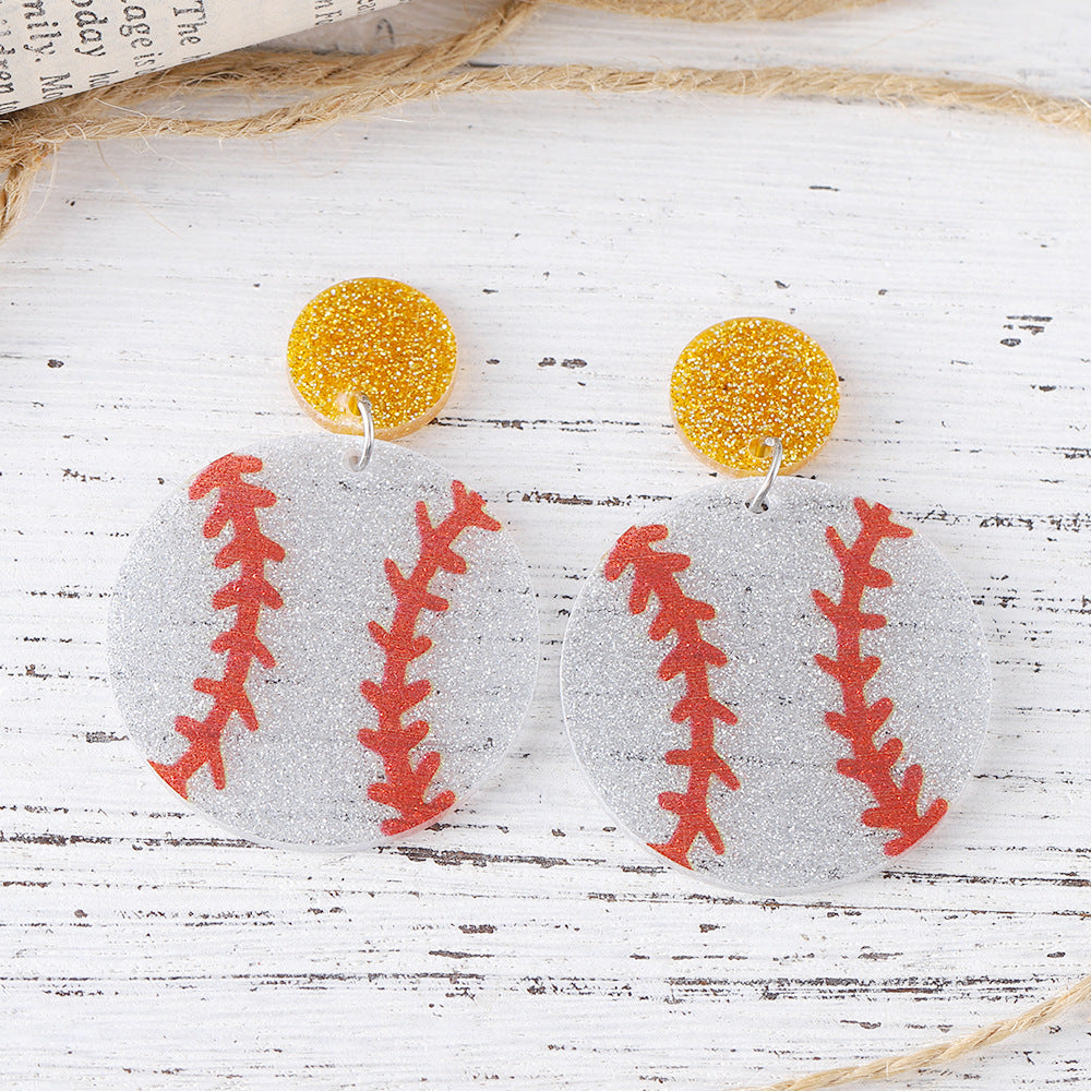 Wholesale Ball acrylic sequin-panelled drop earrings