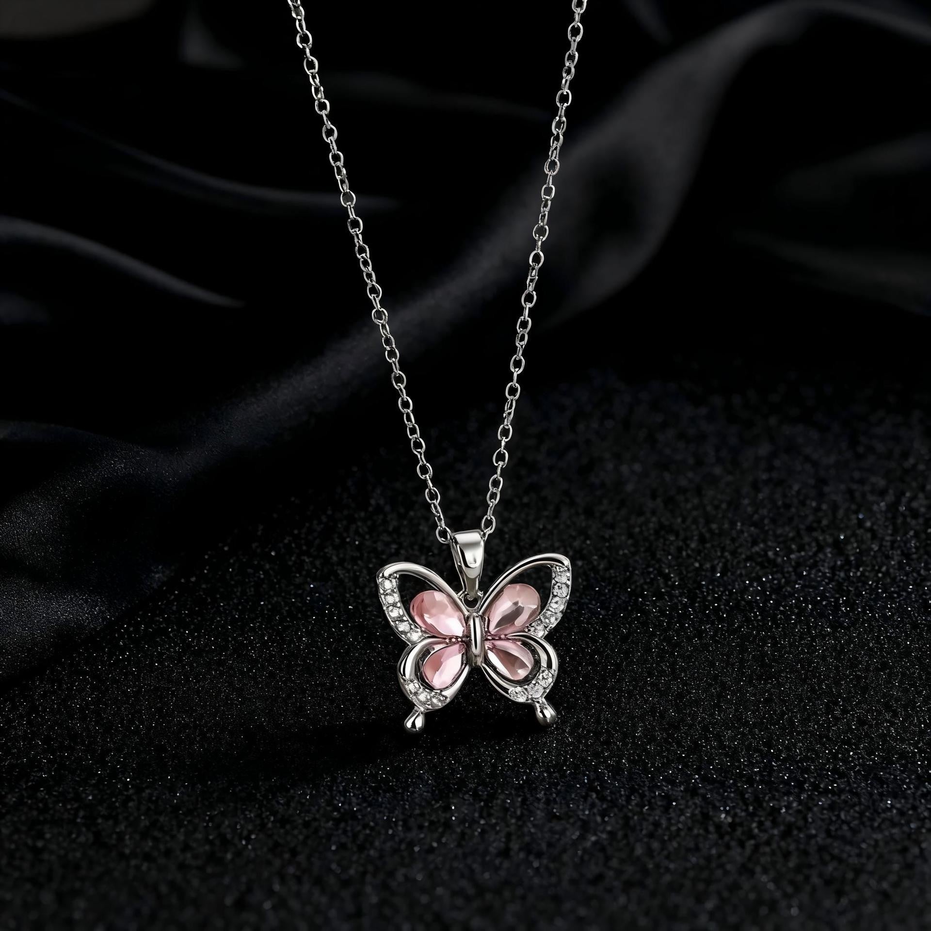 Wholesale Copper Butterfly Choker With Colorful Zircon Pendant Korean Style Trendy Fashion Accessory For Women