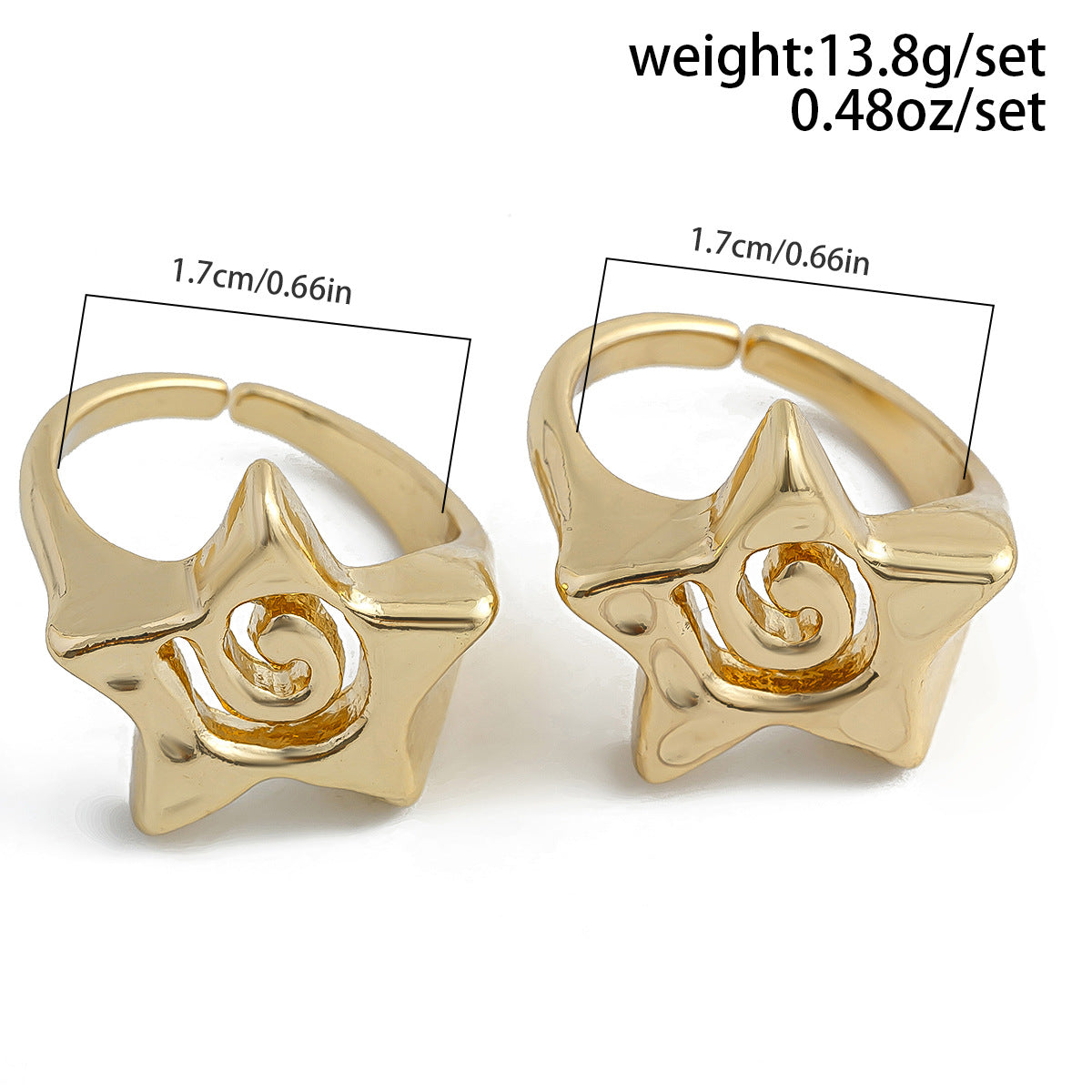 Wholesale Trendy Metal Hollow Star Ring Set - Geometric Five-Point Star Jewelry for Women,  Gift &  Everyday Wear