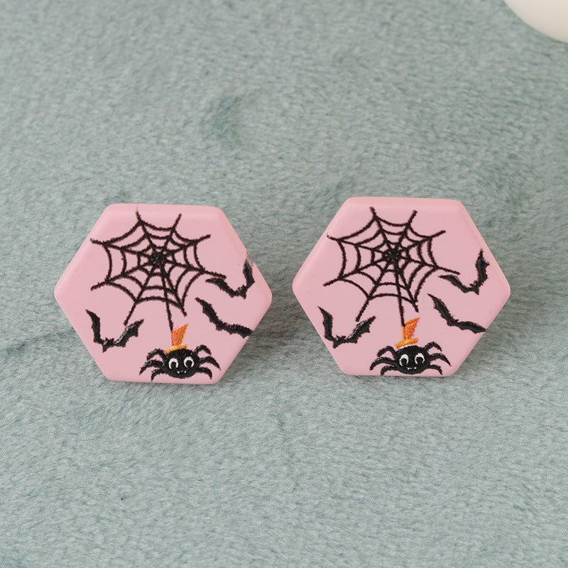 Wholesale   Ghost Bat Geometric Flowers Acrylic Earrings