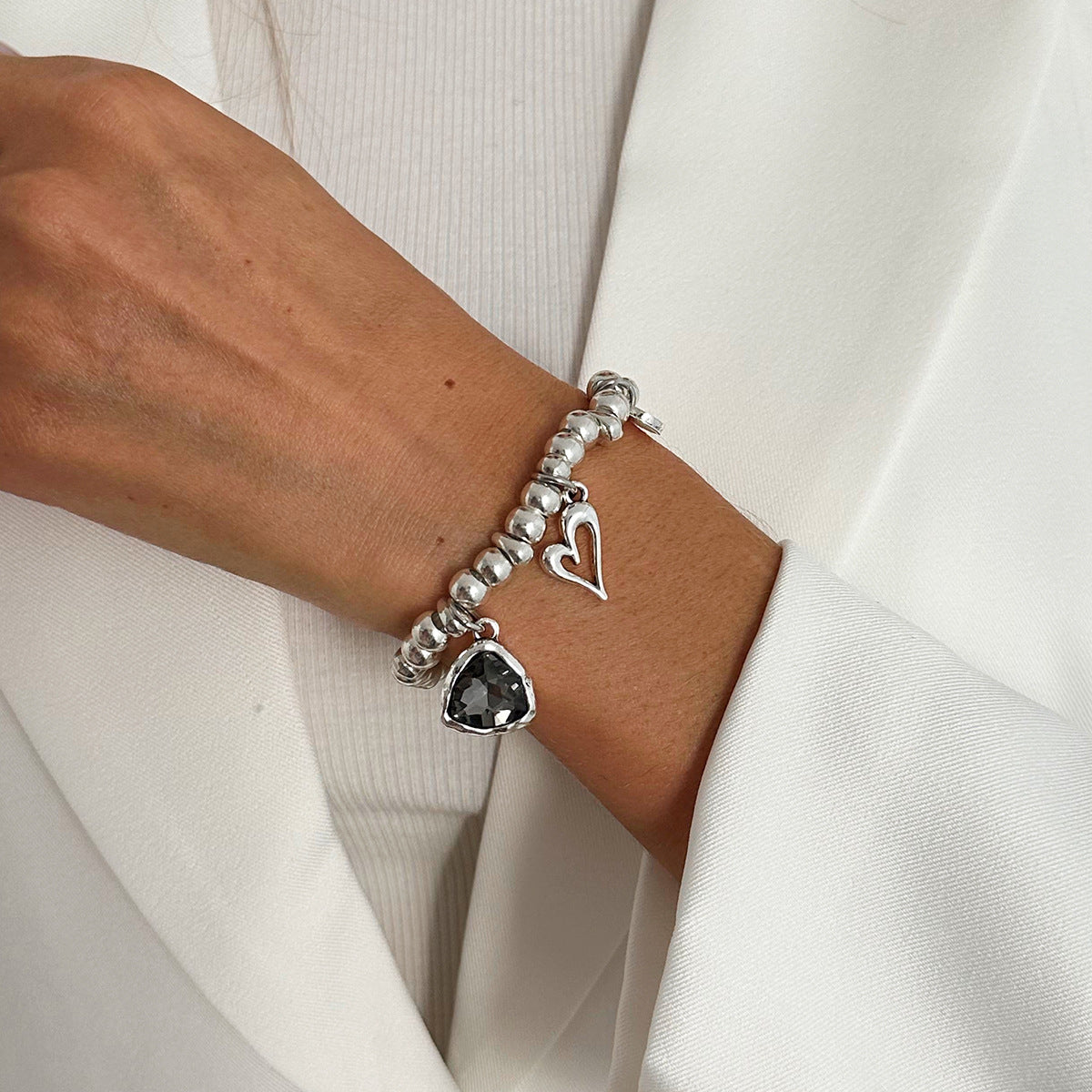 Wholesale Heart-Shaped Pendant Ccb Beaded Bracelet