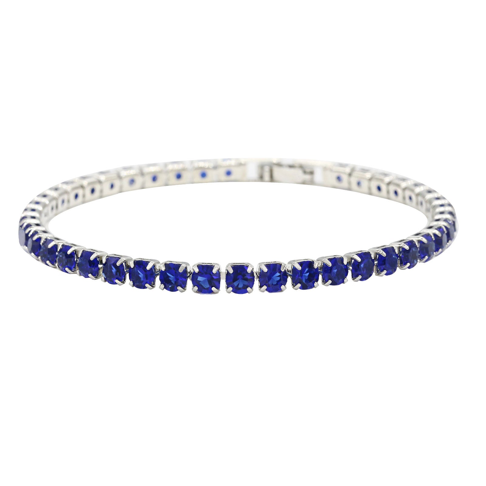 Wholesale Stylish Alloy Tennis Bracelet Geometric Rhinestone Design Platinum White Finish 17Cm Unisex Everyday Jewelry Gift