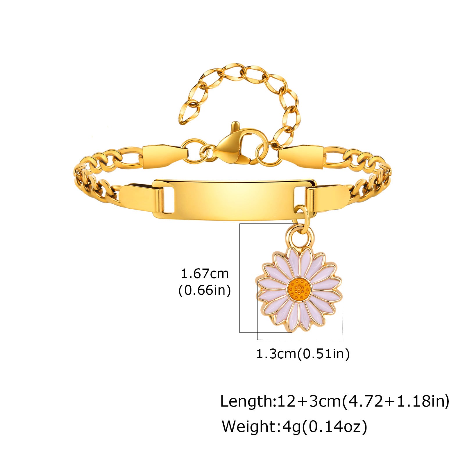 Wholesale Engravable Stainless Steel Flower Children S Bracelet Enamel Drop Design Fresh Sweet Style Fashion Accessory For Gift And Resale