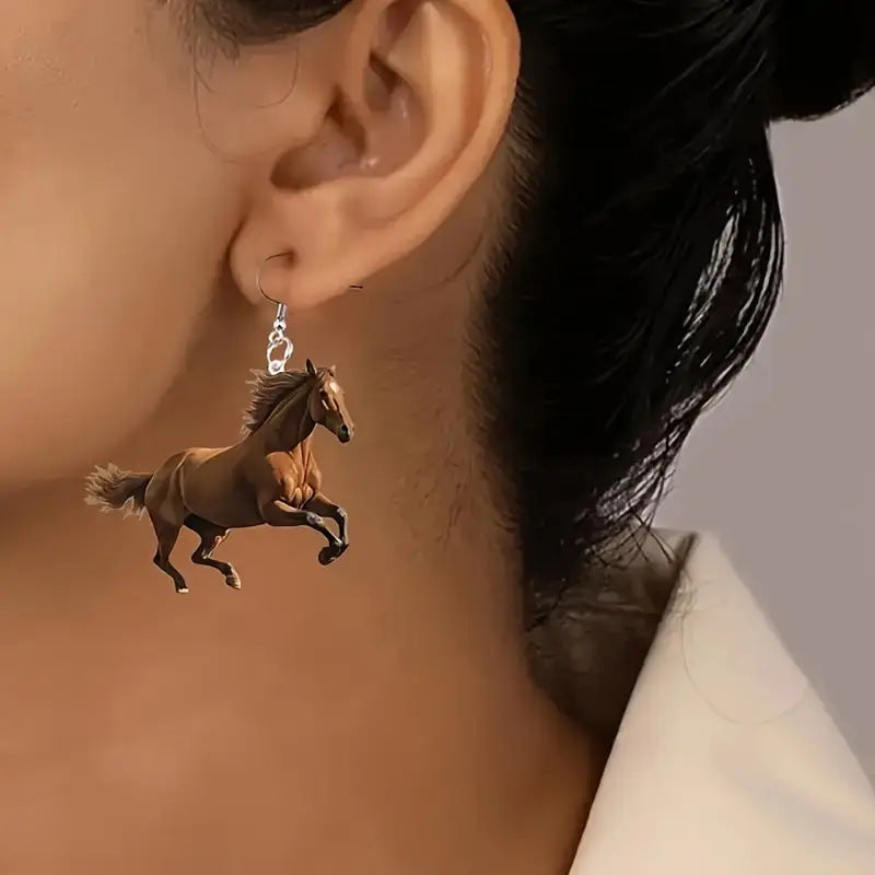 Wholesale Pentium Horse 2D Flat Acrylic Earrings