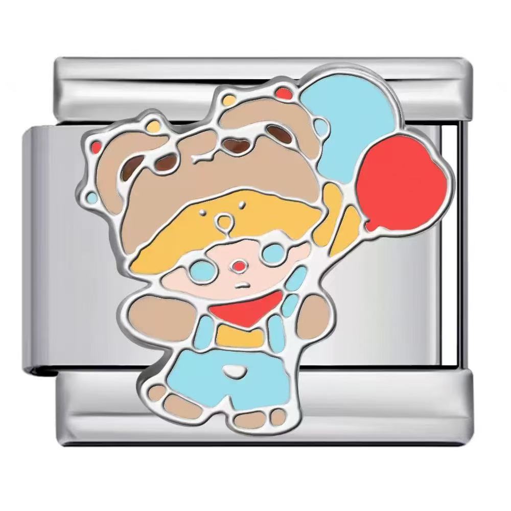 Bracelet de charme italien en gros 9 mm DIY Splicing Cartoon Bracelet composable en acier inoxydable mignon