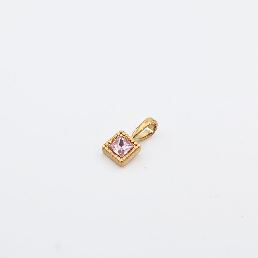 Wholesale Stainless Steel Colorful 12 Birthstone Pendant Free Assembly DIY Accessories Necklace