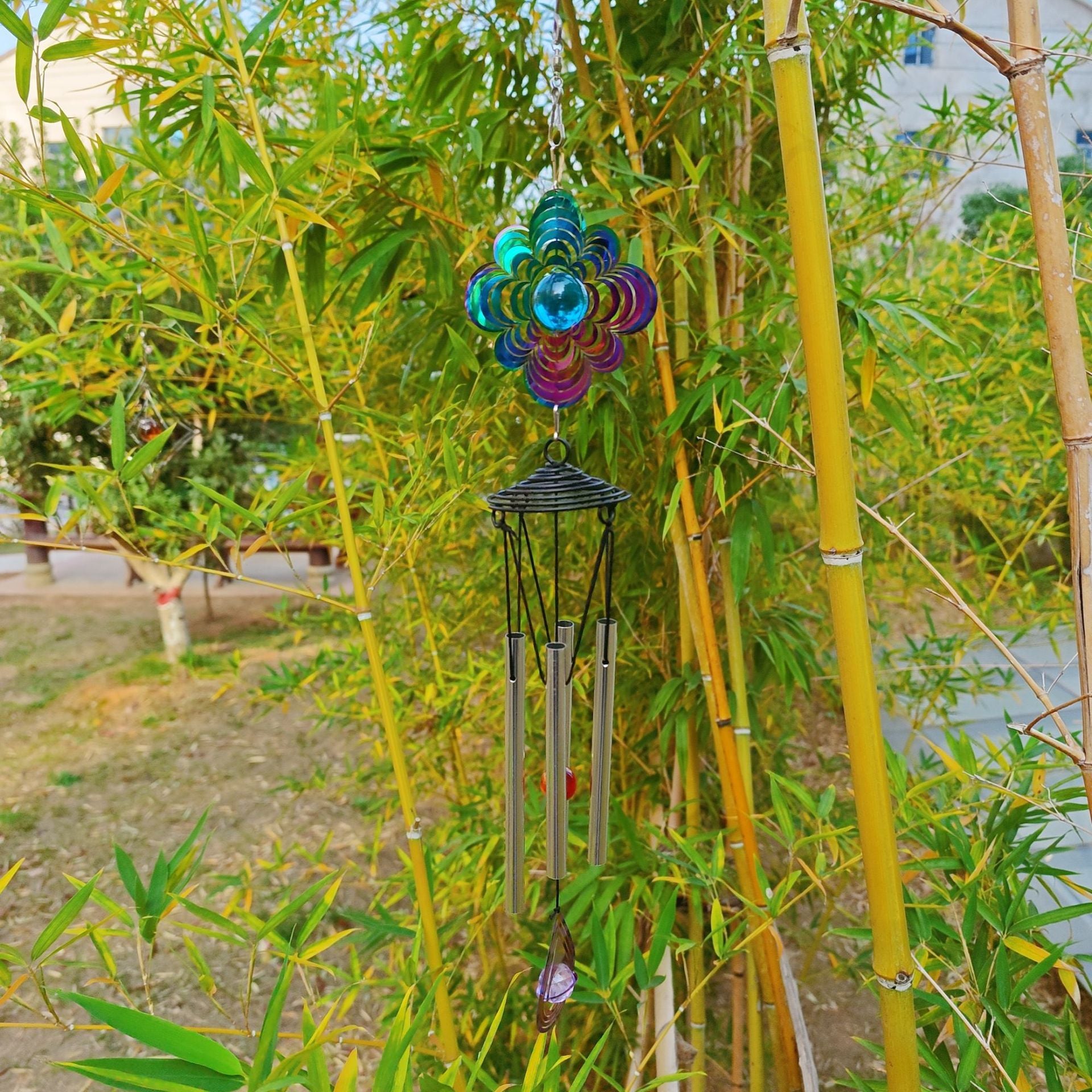 Wholesale Stainless Steel Flower Rotating Wind Chime