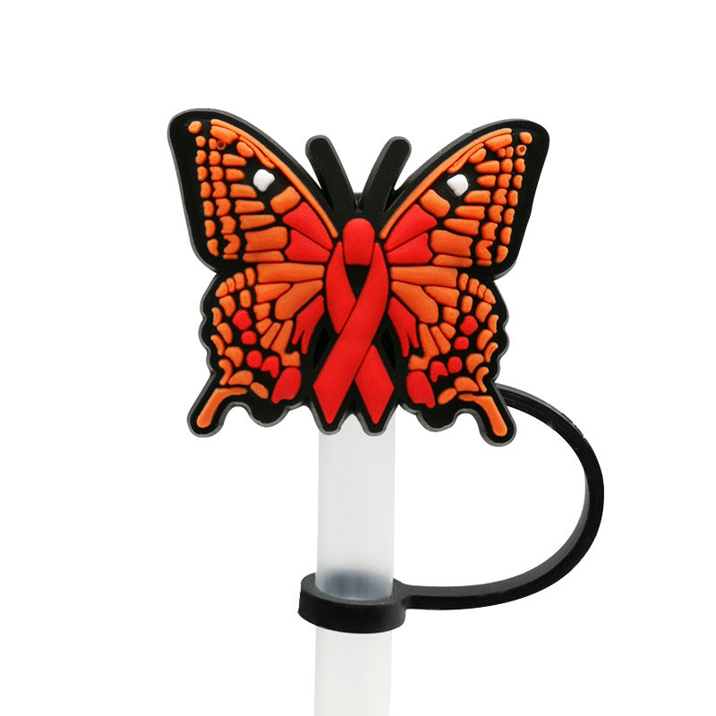 Wholesale 10pcs 7-8mm PVC Butterfly Straw Tube Cap