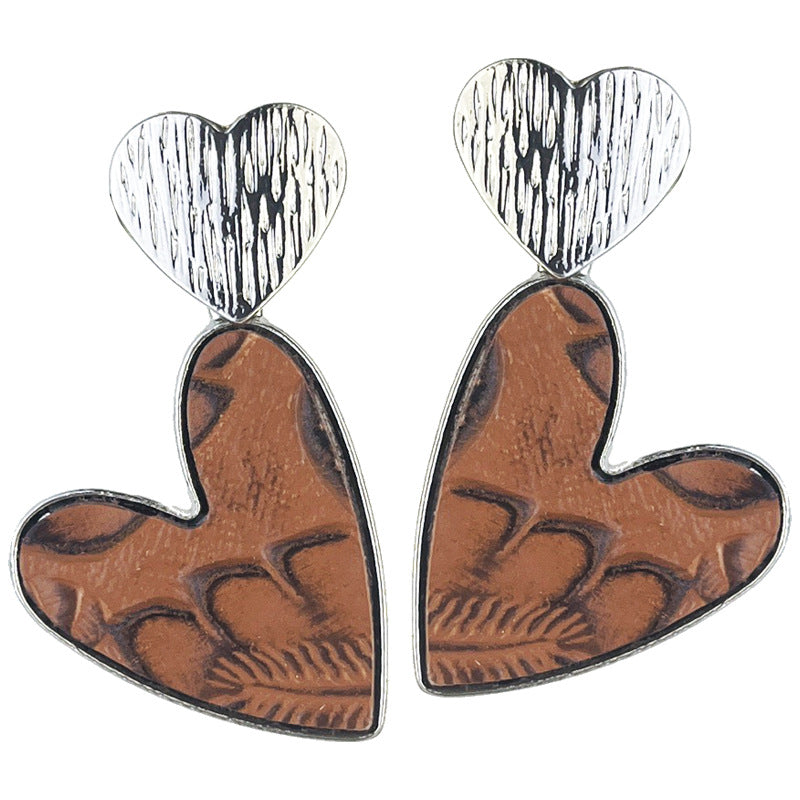 Wholesale 2 Pairs/pack Western Style Metal Double Heart Earrings Aztec Alloy Earrings ACC-ES-HY158