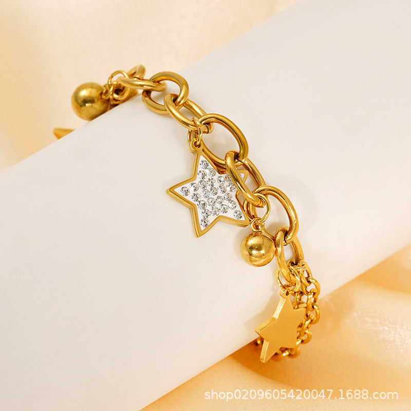Wholesale 18k gold stainless steel star diamond jewelry