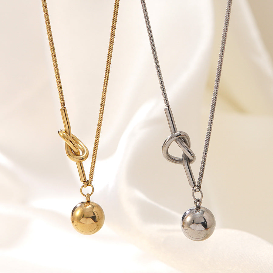 Wholesale knotted round bead  necklace non-fading  necklace