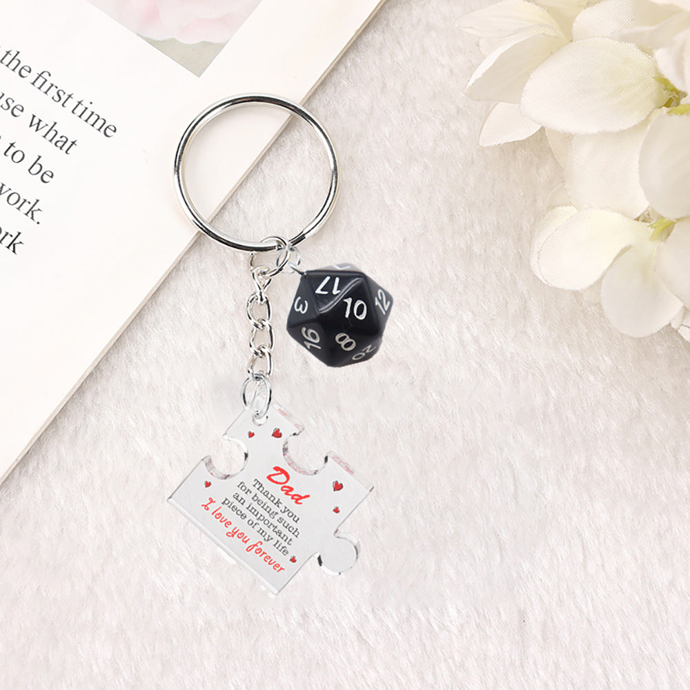 Wholesale Mother's Day Father's Day Bear Multi-Sided Dice Acrylic Keychain ACC-KC-YuChan002