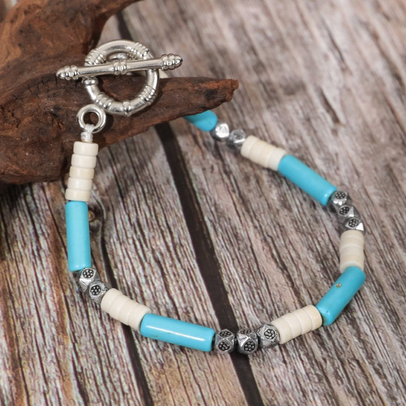 Wholesale Vintage Turquoise Coconut Shell Handmade Beaded Bracelets ACC-BT-JunJie013