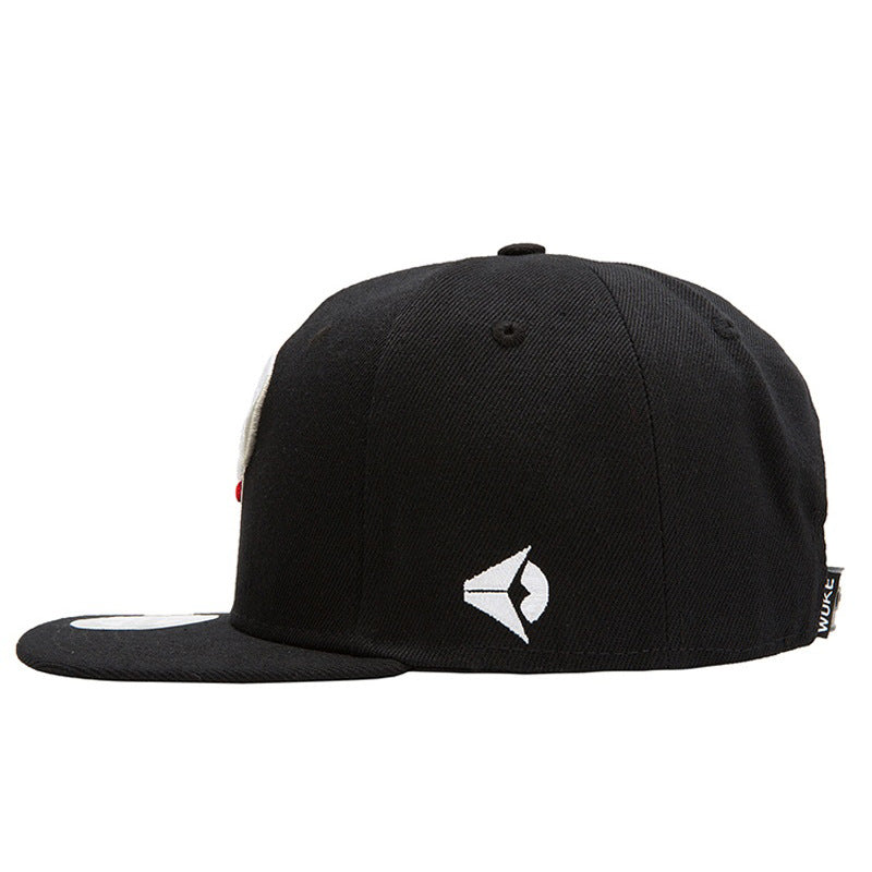 Wholesale Flat Brim Hat Embroidered Skull Hip Hop Baseball Cap ACC-HT-KuBang003