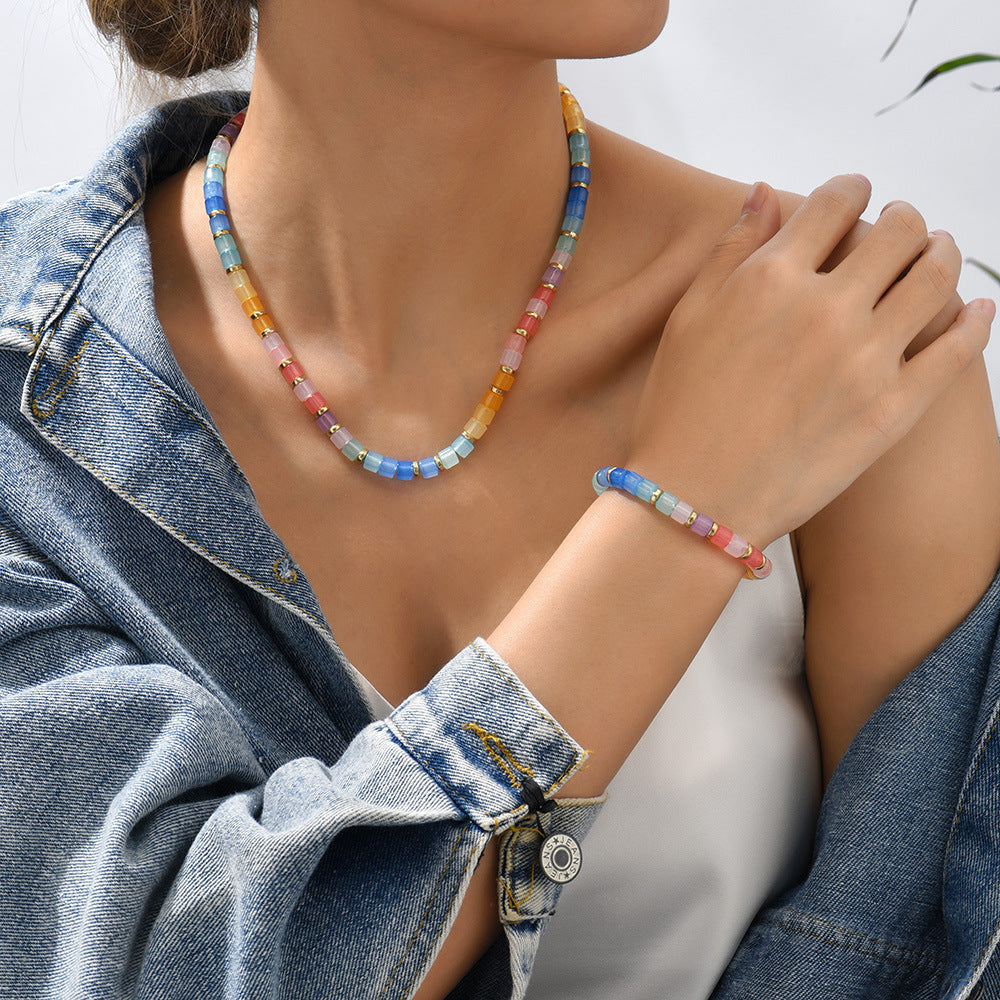 Wholesale Jelly Color Transparent Beaded Necklace