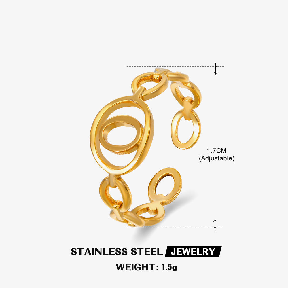 Wholesale Simple 26 Letters Stainless Steel Rings Open Adjustable Rings ACC-RS-JiaLi005