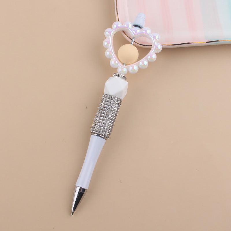 Wholesale  Diamond plastic love beaded pen  ballpoint pen color plastic pen