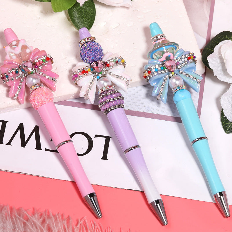 Wholesale 5pcs Water Diamond UV Plated Colored Bow Acrylic Beads ACC-BDS-BLG011