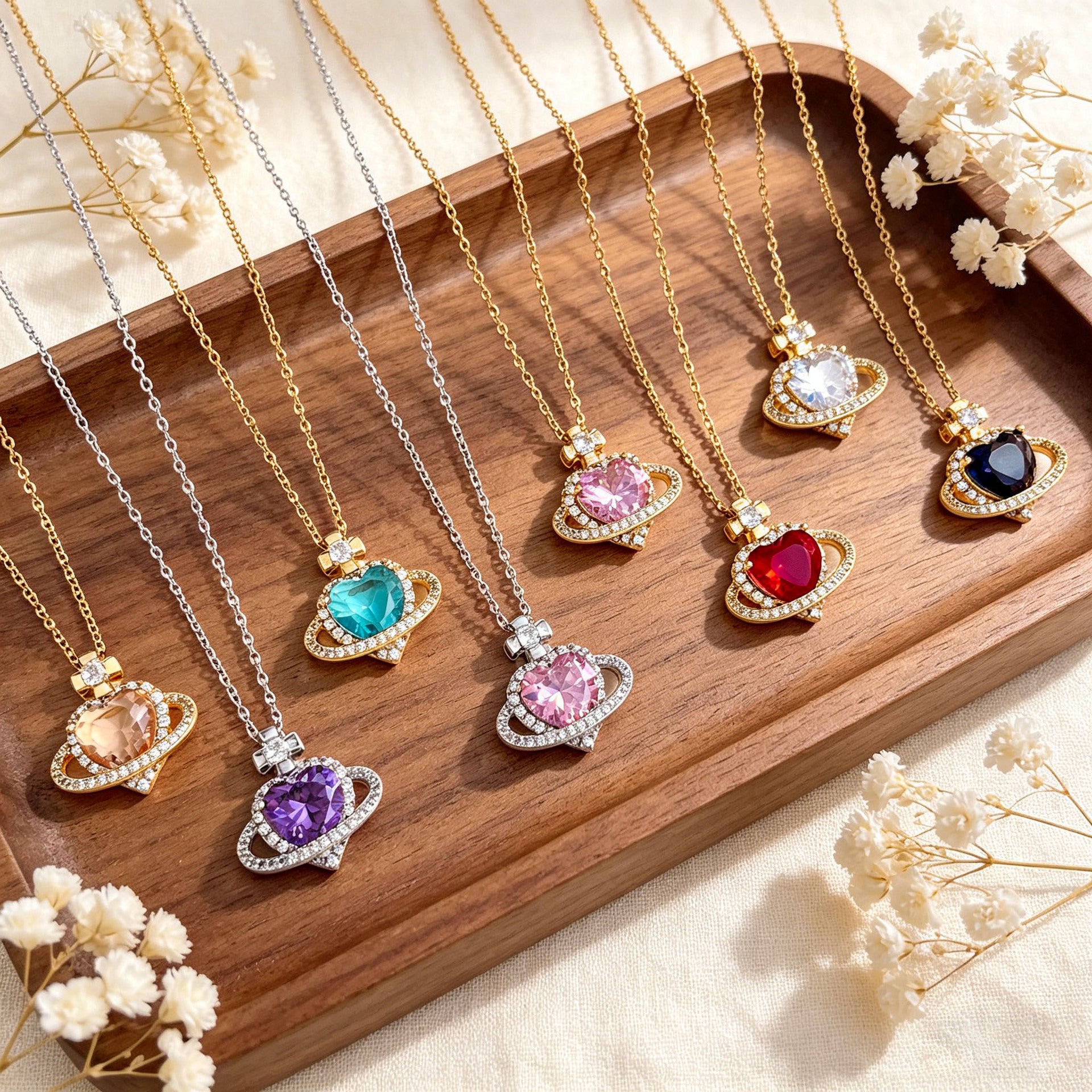 Wholesale Titanium Steel Heart Flower Necklace Gold Plated Sweet Style Boutique Jewelry