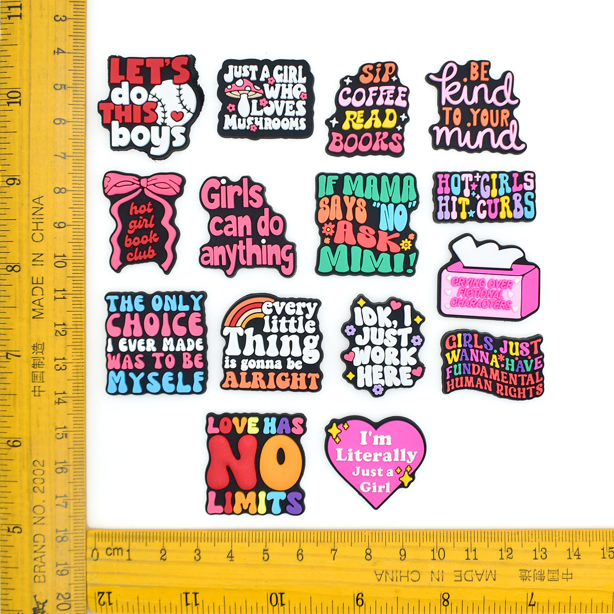 Wholesale Random 100pcs Creative and personalized phrase series   PVC Soft Rubber Shoe Buckle Decoration