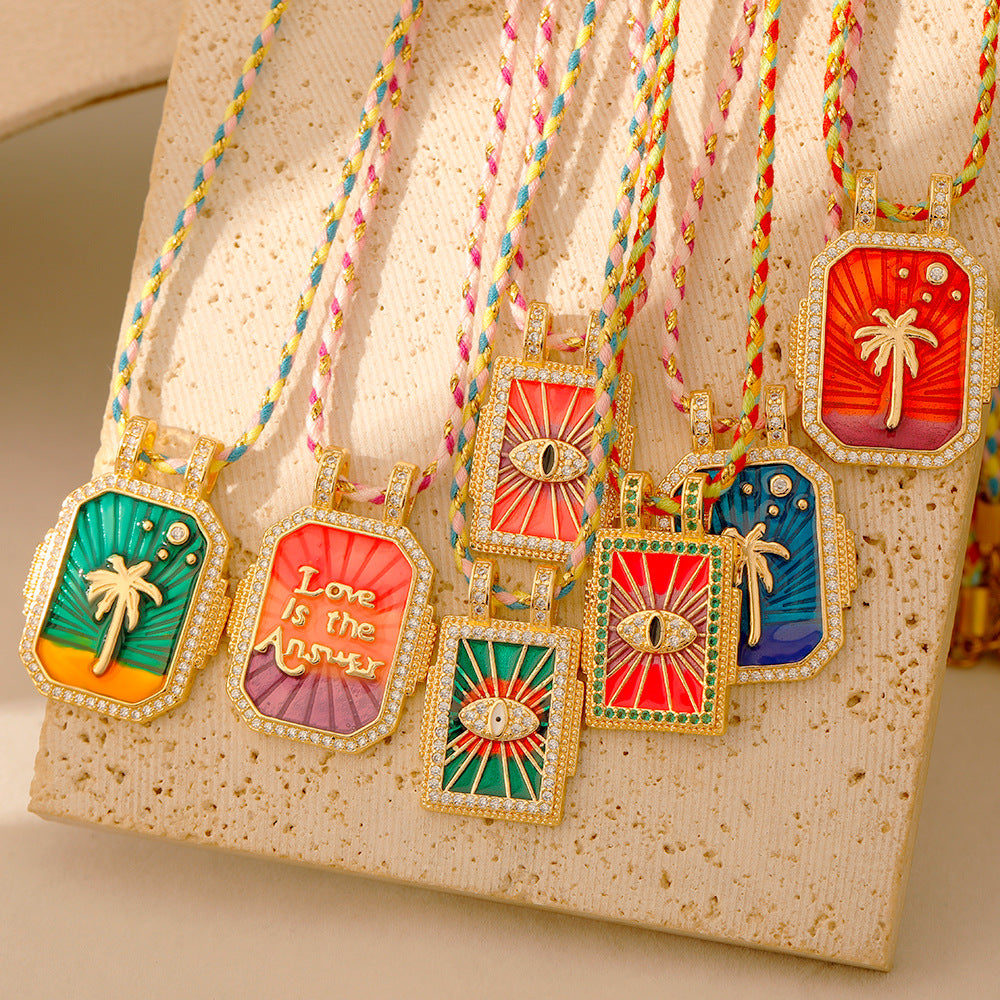 Wholesale Stainless steel Tarot TAROT Necklace with Drill Dropping Oil for Women