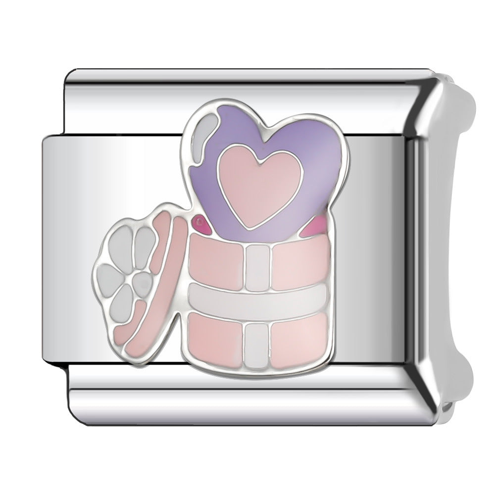 Wholesale Italian Charm Bracelet 9mm DIY Splicing Stainless Steel Wedding Couple Anniversary Cartoon Composable Bracelet