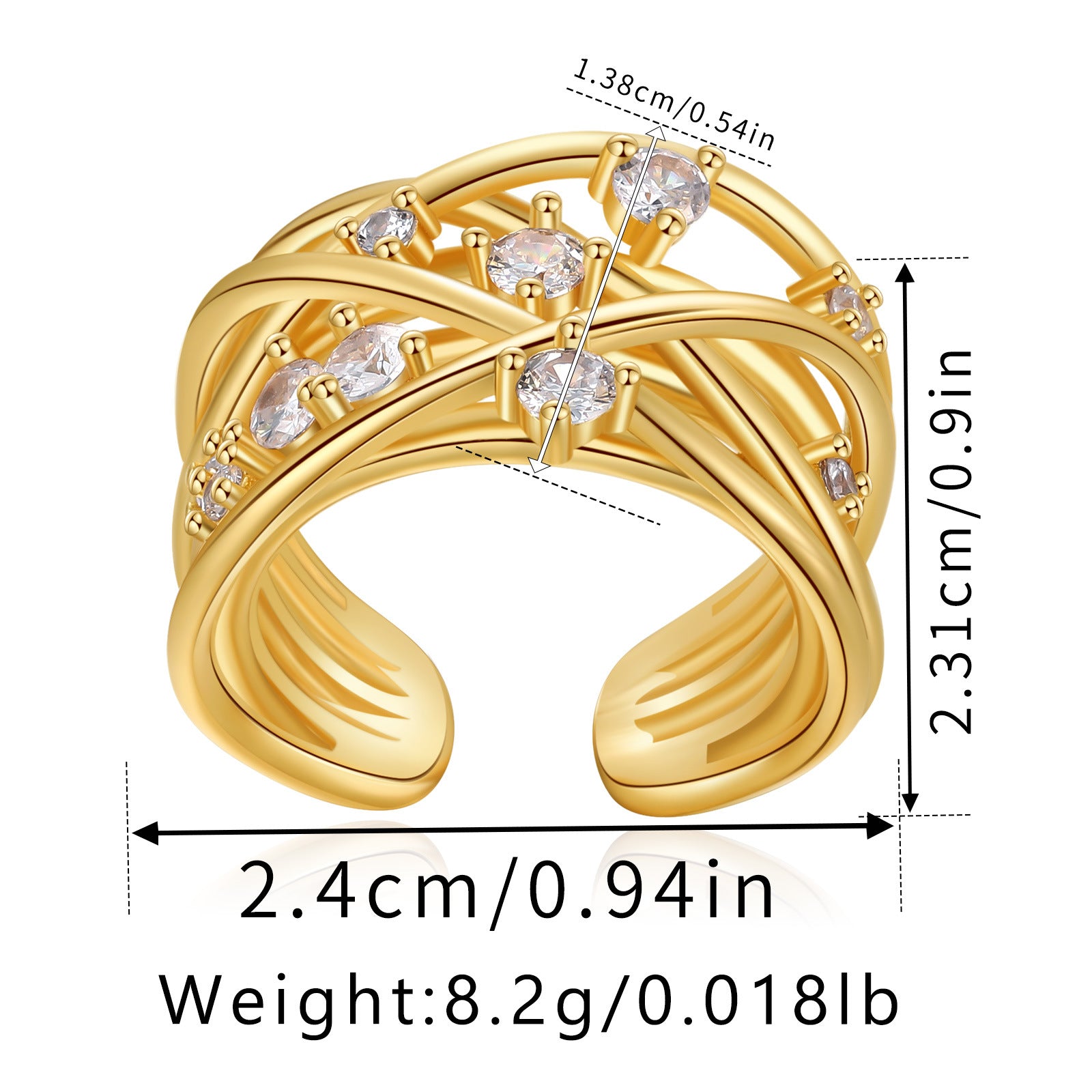 Wholesale Brass plated 18K real gold  ring animal butterfly design personality ring