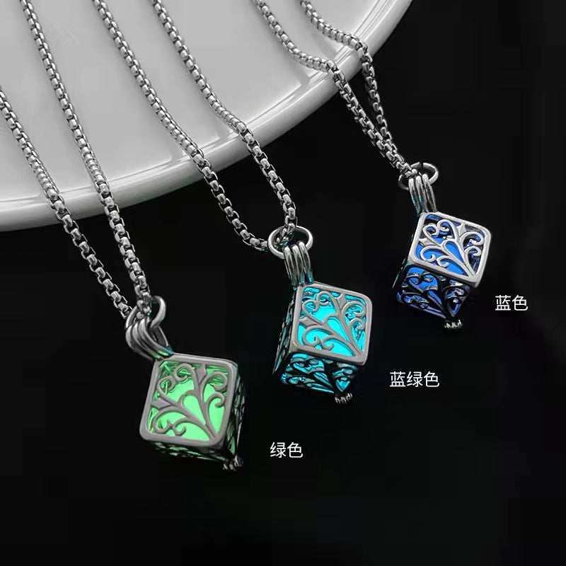 Wholesale Hollow life tree four-sided luminous necklace Men Necklaces