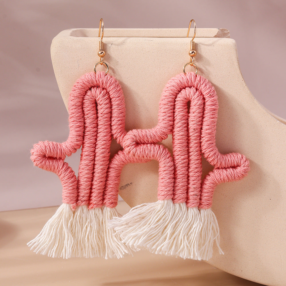 Wholesale Plush Succulent Earrings Wool Cactus Earrings