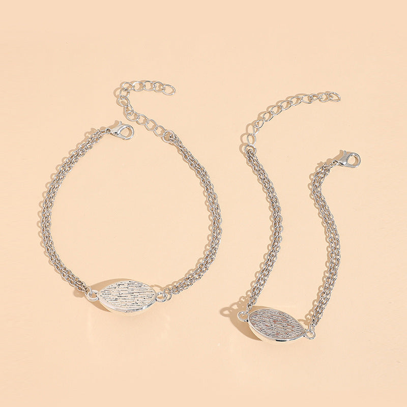 Wholesale Silver Tone Alloy Demon Eye Couple Bracelet Set 2Pcs Chic Jewelry Gift