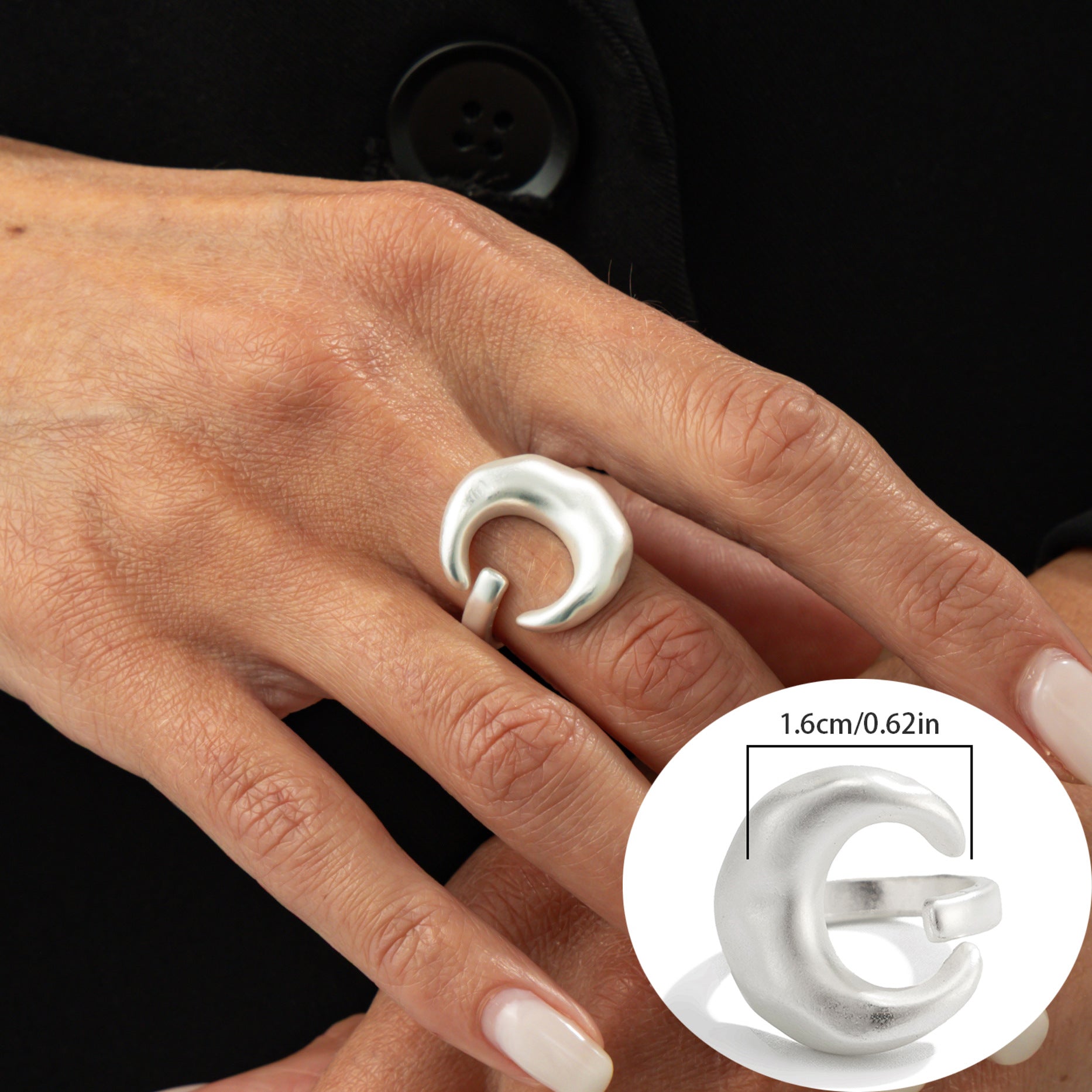 Wholesale Frosted Matte Heart Wide-Brimmed Ring Open Ring