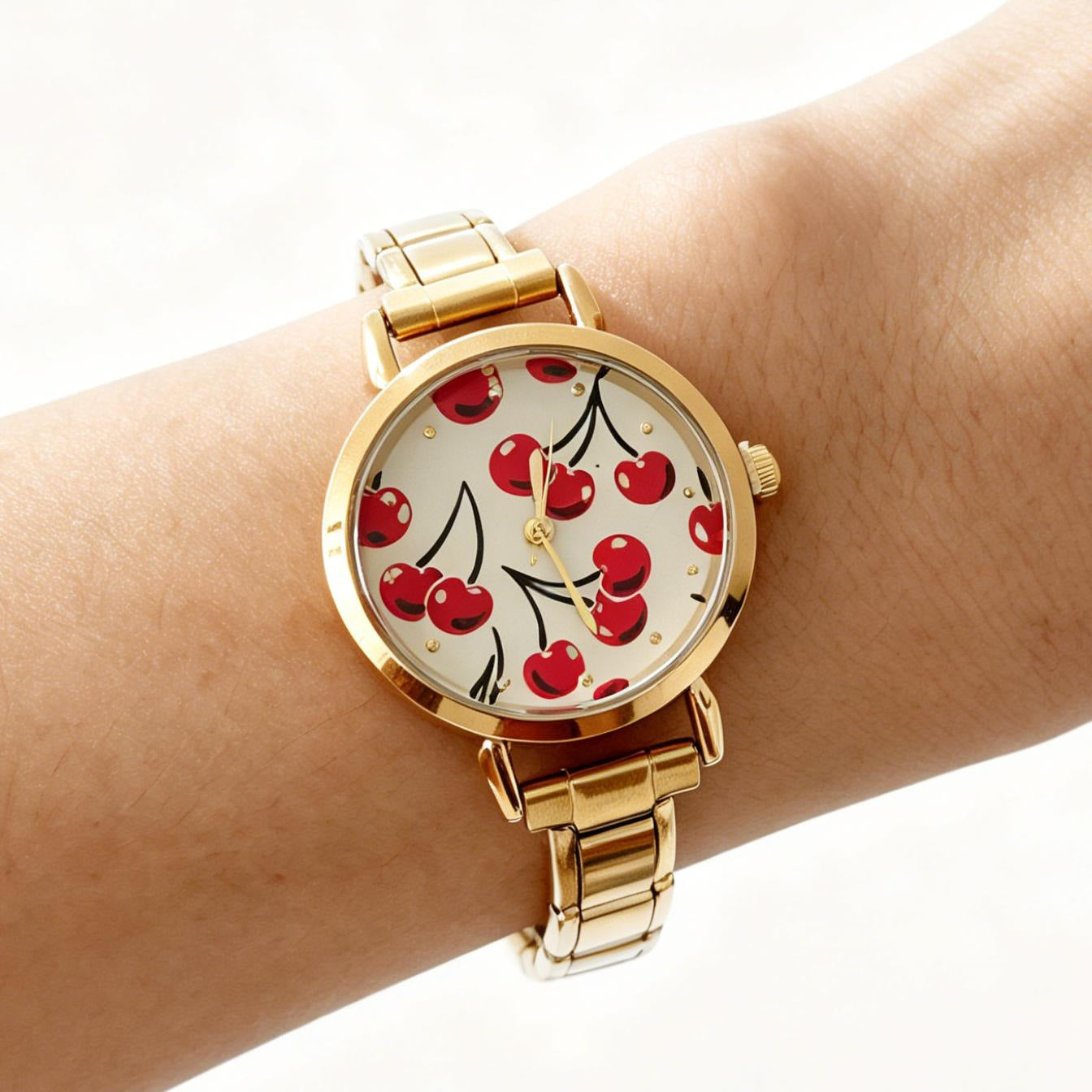 Wholesale Stylish Women' s Gold Stainless Steel Quartz Watch with DIY Strap,  Fashion Accessory