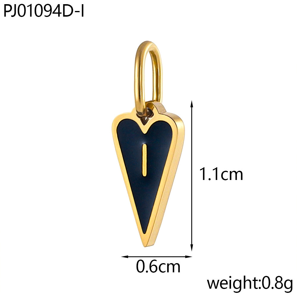 Wholesale Single-sided oil-dropping heart 26 English letters stainless pendant